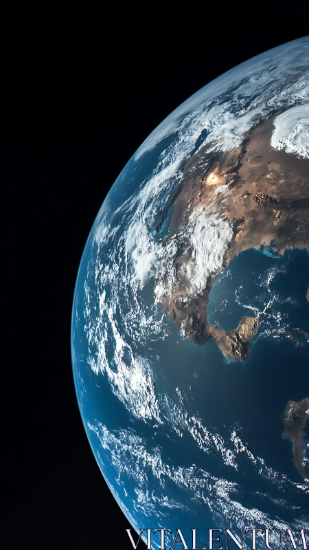 Earth&rsquo;s sunlit hemisphere is partially visible from space