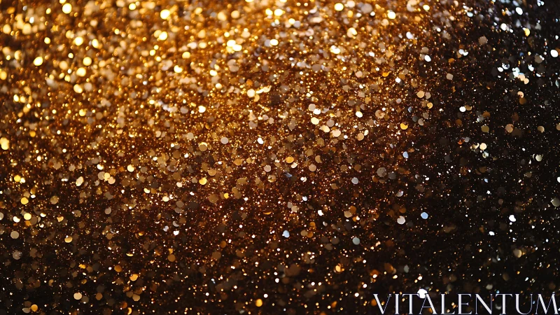 Shimmering golden glitter texture in abstract festive bokeh style.