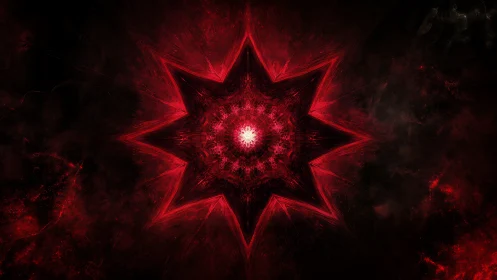 Red fractal starburst radiates from bright central core