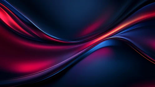Vibrant Abstract Waves in Deep Blue and Red Digital Art Style.