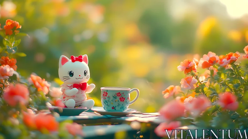 Adorable Kitty's Garden Tea Party Moment.