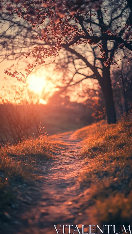 Amber blossom path drinking in the last light of sunset.