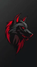 Shadowed crimson wolf emblem with bold electric energy.