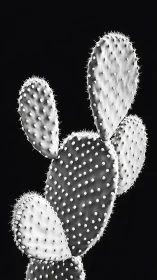 Soft desert cactus pads glowing gently against night.