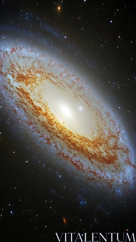 Edge-on spiral galaxy rendered with high-contrast dust lanes