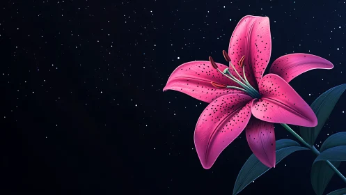 Neon Lily Blooms in Darkness.