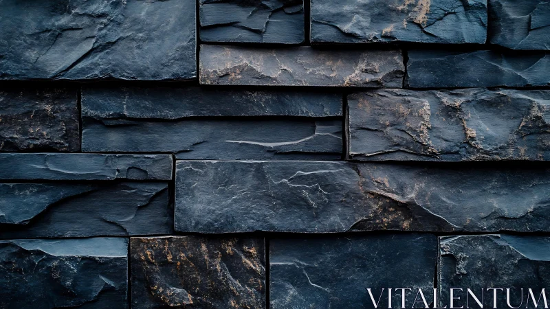 Dark Slate Stone Wall Texture in Modern Architectural Style.