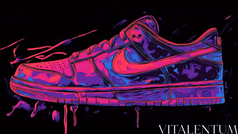 Neon gradient sneaker illustration with liquid drip accents