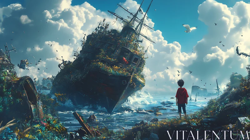 Young explorer meets a forgotten shipwrecked world by the sea