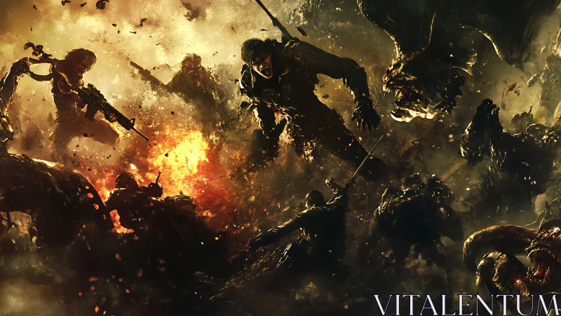 Intense firefight between soldiers and nightmarish creatures.