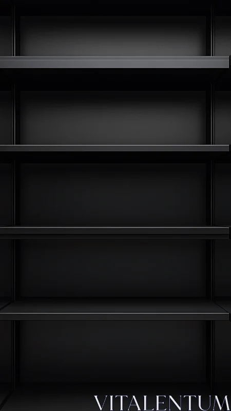 Calm black shelving invites neat storage and simple order