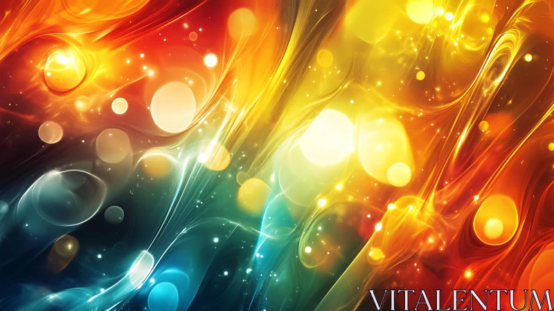 Vibrant fluid light waves in multicolor abstract energy field.