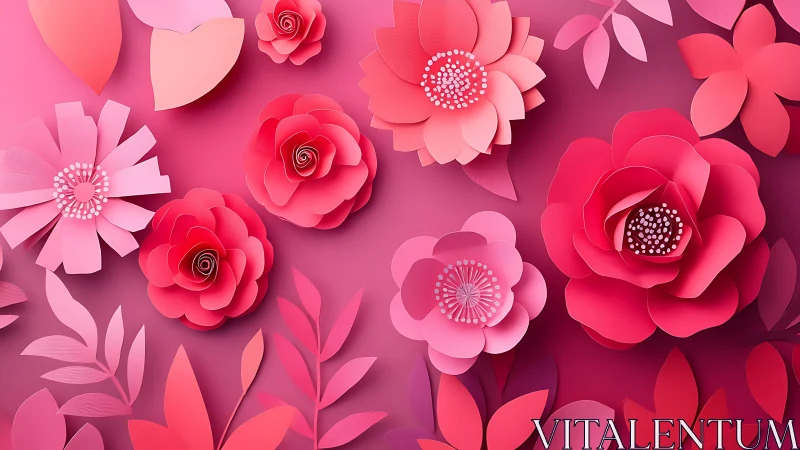 Layered paper flowers in vibrant pink tonal gradient bloom