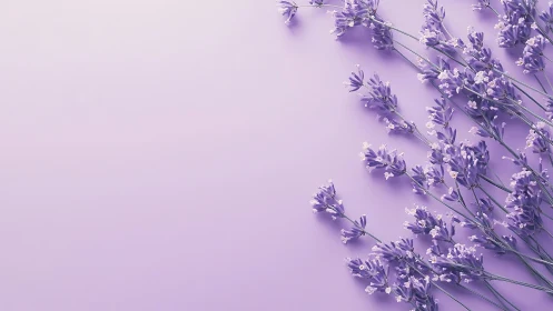 Lavender sprigs on soft pastel purple background.