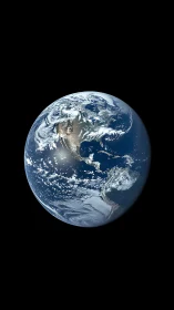 Earth from space with North America in crisp daylight.