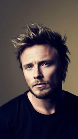 Storm-tossed hair crowns a quietly defiant, thoughtful gaze