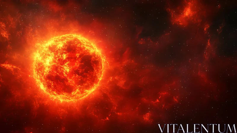 Furious crimson star pirouettes through a smoke-red cosmos