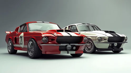 Photorealistic classic race cars in studio-grade 3D rendering.