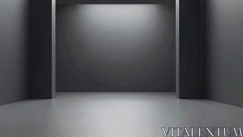 Quiet gray gallery invites calm focus in an empty space