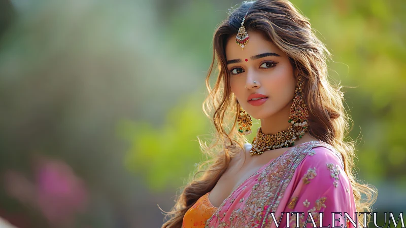 Digital portrait shows woman in detailed traditional attire