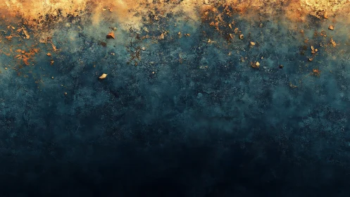 Textured blue surface with scattered warm debris field.