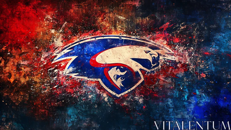 Roaring feline emblem shatters through molten cosmic paintstorm.