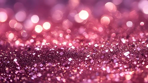 Rose quartz glitter horizon under dreamy bokeh constellations.