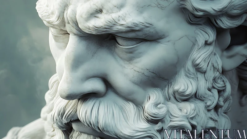 Monumental marble deity rendered in hyperreal sculptural closeup