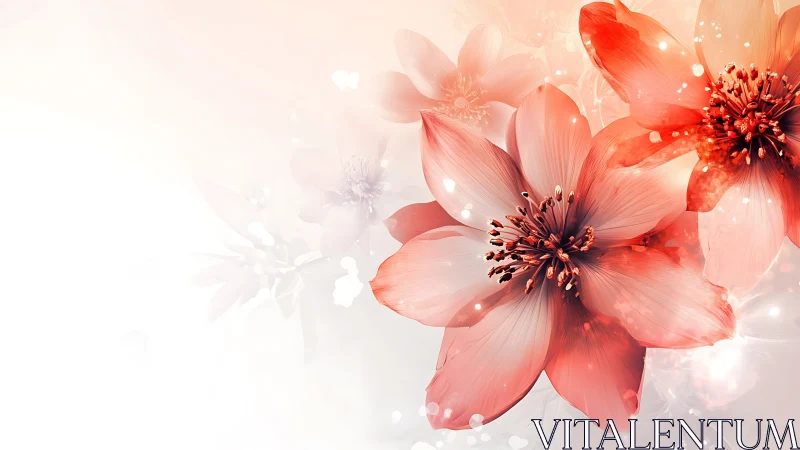 Translucent coral flowers with particle light effects.