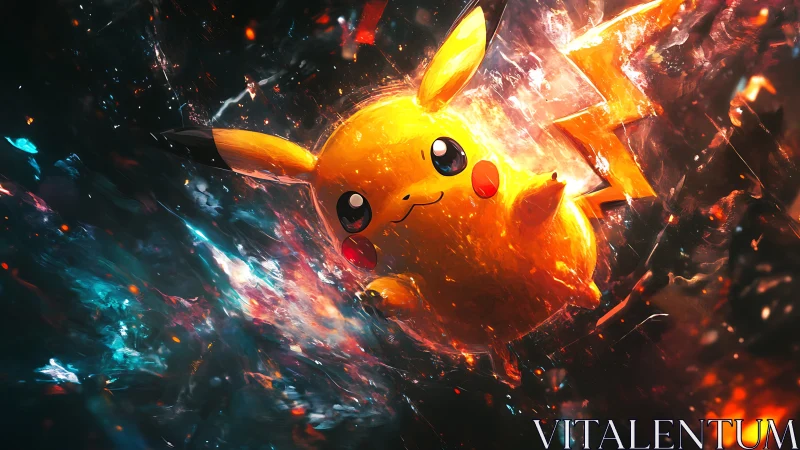 Electric joyride with Pikachu in a swirling cosmic storm.