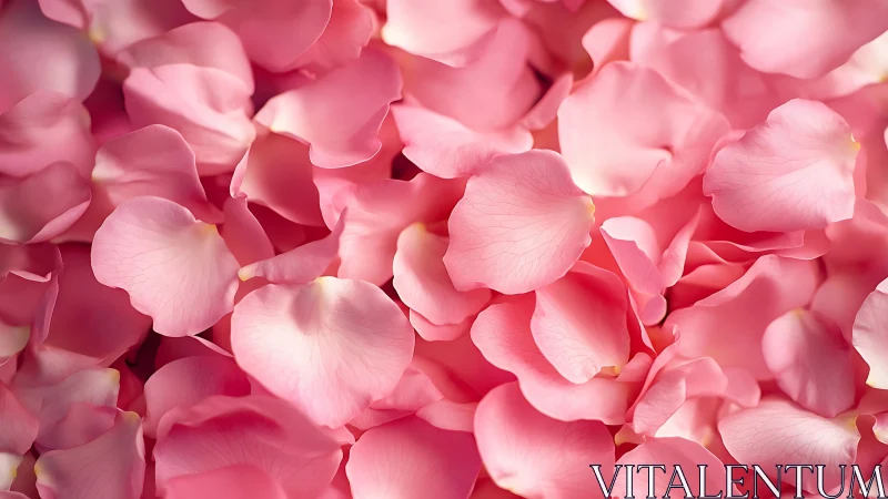Pink rose petals in soft focus arrangement with shallow depth