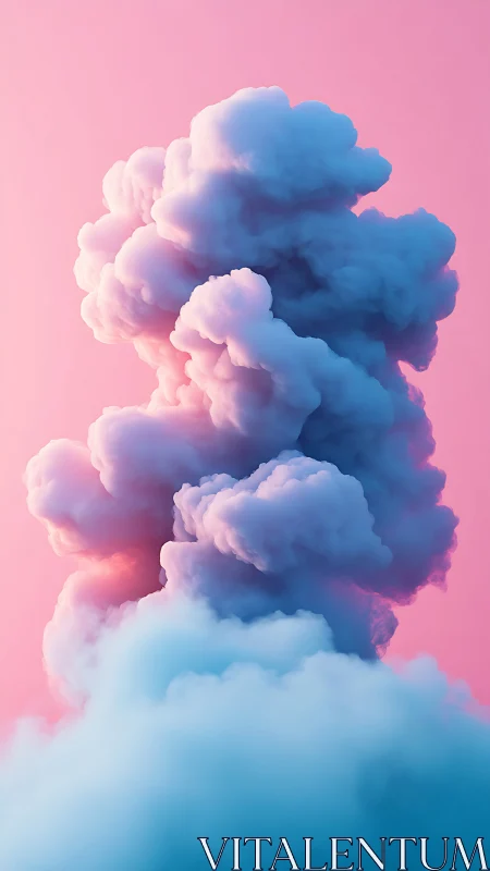 Volumetric pastel smoke plume in cyan magenta gradient field
