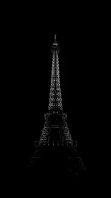 Eiffel Tower structure rendered in high-contrast low-key lighting