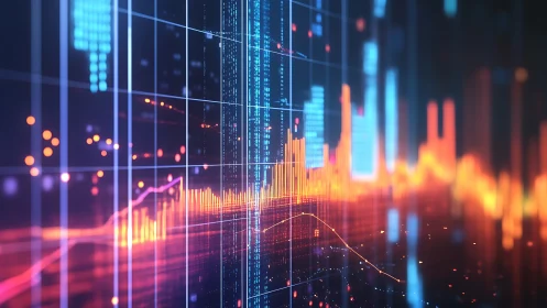 Neon market skyline where data candles burn bright.