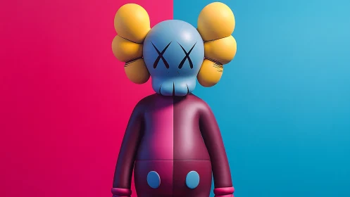 Pop toy phantom divides neon pink and blue worlds.