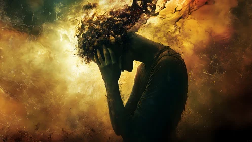 Neural combustion silhouette under turbulent chromatic pressure.