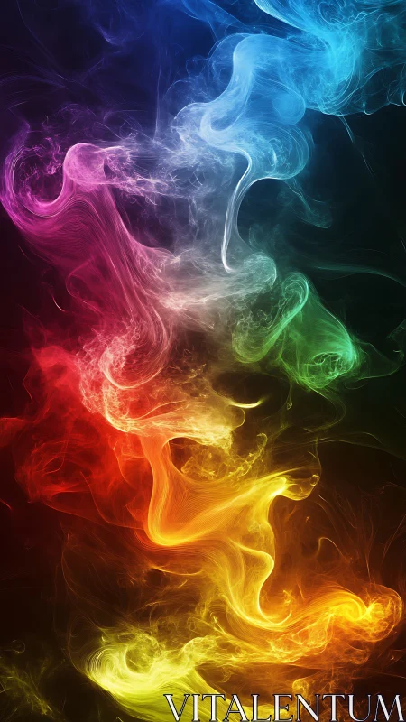 Chromatic smoke column in luminous digital painting style.