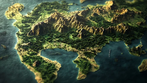 Lush fantasy continent invites exploration across sea and peaks