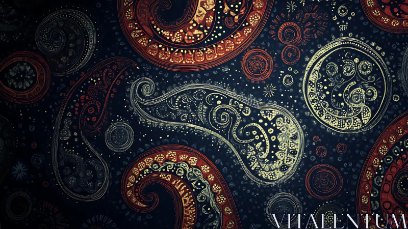 Paisley mandala pattern forms dense swirling ornamental field