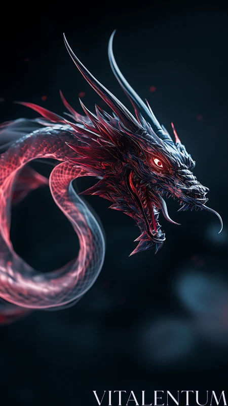 Bioluminescent serpent dragon rendered in cinematic 3D lighting