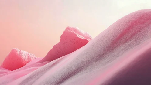 Abstract pink dunes form a minimalist synthetic landscape