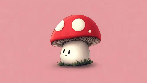 Cartoon toadstool character with stylized shading and soft gradients