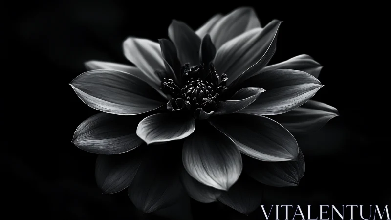 Dahlia Flower Black and White Studio Portrait