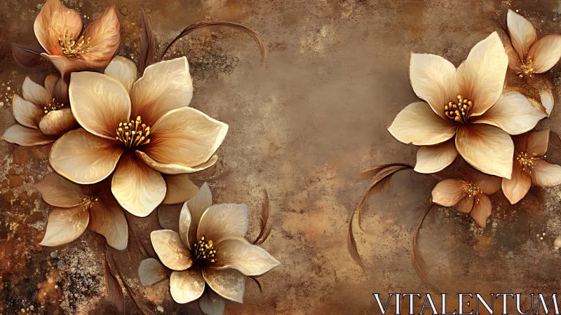 Elegant Magnolia Flowers on Vintage Textured Background