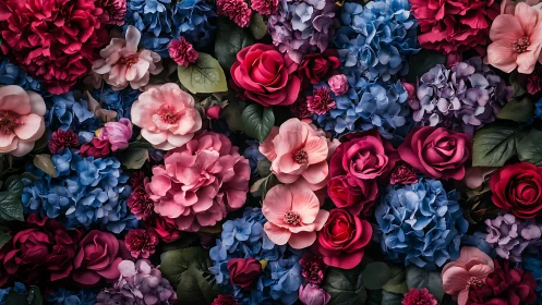 Assorted Cut Flowers in Dense Floral Arrangement