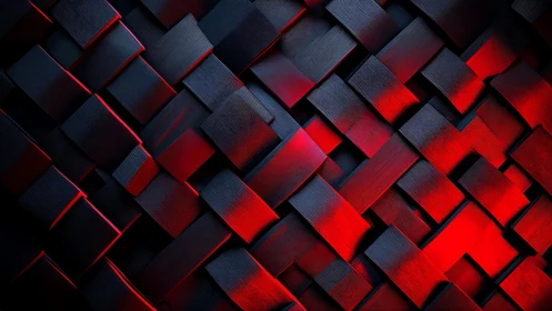 Woven Black and Red Abstract Pattern with Dramatic Lighting.