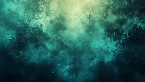 Abstract teal and yellow nebula cloud with glowing texture.