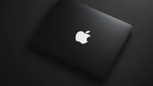 Sleek closed laptop rests in soft light on a dark desk