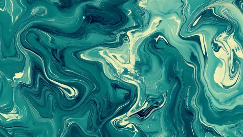 Turbulent teal fluid dynamics mapped in high-contrast marbled flow