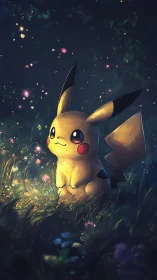 Gentle yellow creature glows softly in a dreamy forest meadow